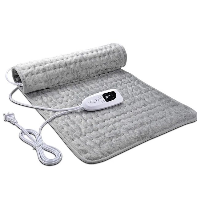 Mantas eléctricas almohadilla calefactora, calentador rápido, 6 niveles de temperatura, 4 temporizadores, Cinta ajustable, superficie suave para Lumbar, espalda, hombros