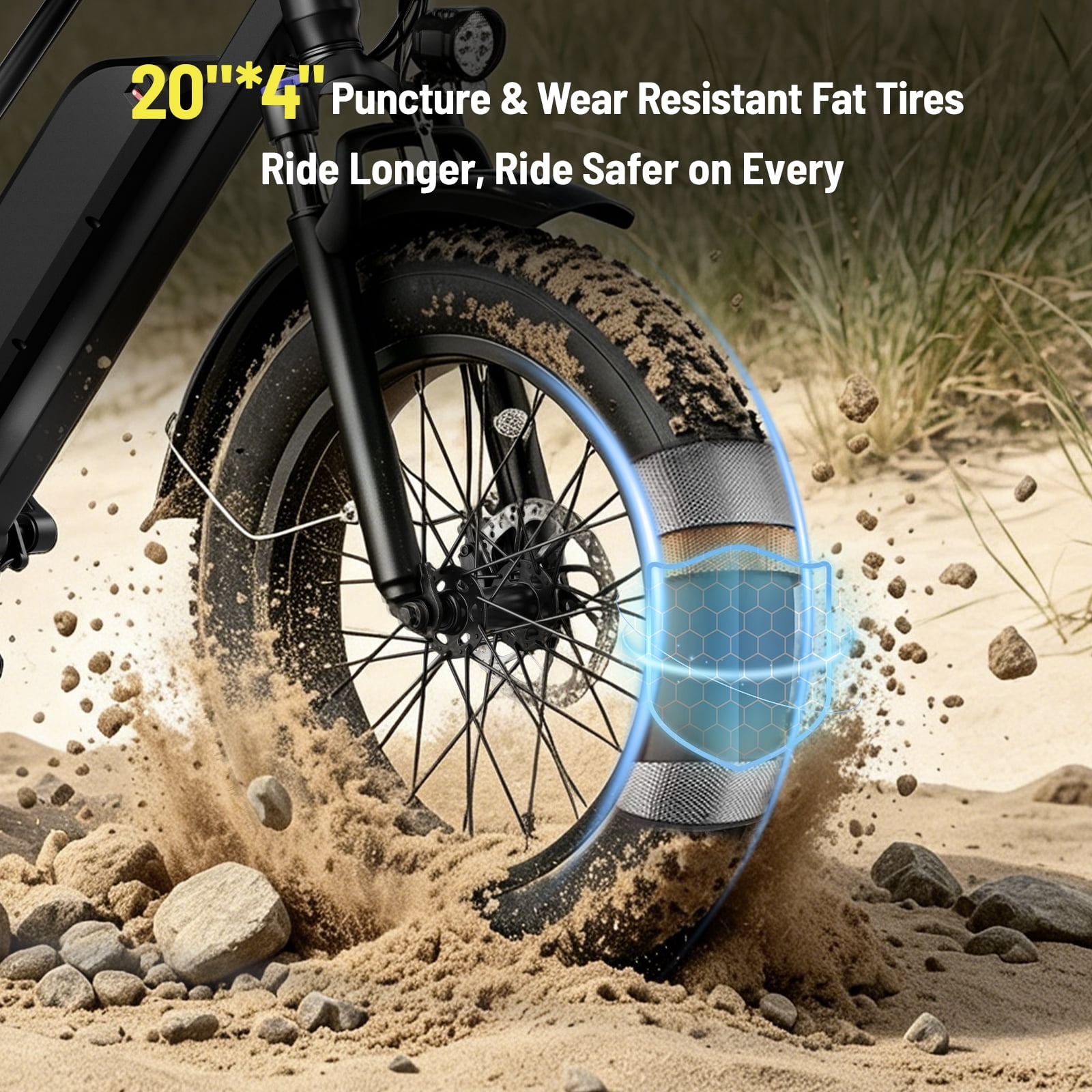 YareYi Electric Bike for Adults, 2000W Peak E-Mountain Bicycle, 20"x4" Fat Tire 30mph Ebike, 48V 624Wh Removable Battery 70Miles Range, 7 Speed and Full Suspension UL2849