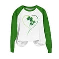 thumbnail image 5 of Saint Patricks Day Outfit Women Green Raglan Shirt Long Sleeve Shamrock Heart Print Shirts Crewneck Pullover Tops Irish Sweatshirt, 5 of 5