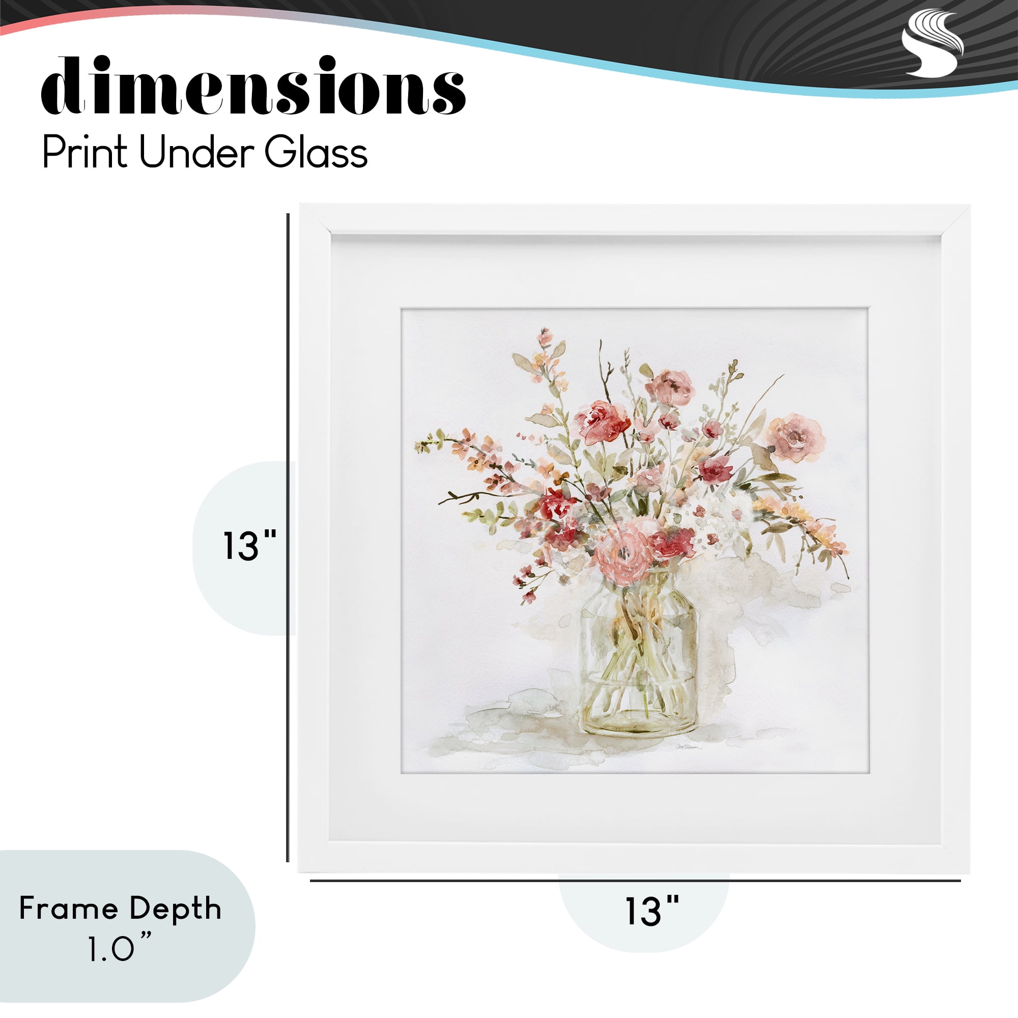 Stupell Industries Springtime Blooms in Glass Vase White Framed Print Under Glass, design by Carol Robinson