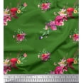 thumbnail image 1 of Soimoi Green Velvet Fabric Leaves & Ranunculus Floral Fabric Prints By Yard 58 Inch Wide, 1 of 3