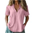 thumbnail image 2 of mfyjkho Tops Para Hacer Ejercicio, Camisa Informal De Lino Con Cuello En V Y Manga Corta Para Mujer, Color Liso Tops Para Salir S, 2 of 6