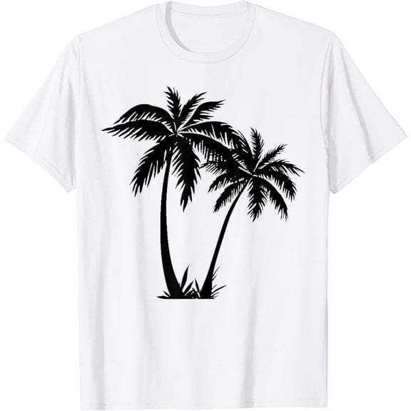 Black White Palm Trees Summer Sun Beach T-Shirt Women Men T-Shirt