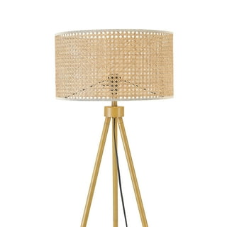 Mainstays Mini Rattan Table Lamp with Shade 12.75H- Natural Color Finish  and Boho Style 