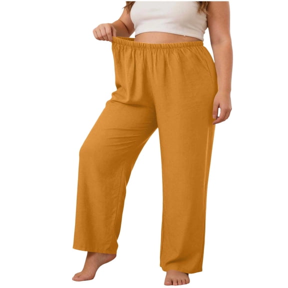 Lenpel Womens Plus Size Pajama Pants Casual Loose Lightweight High Waist Sleepwear Soft Comfy Wide Leg Lounge Pants