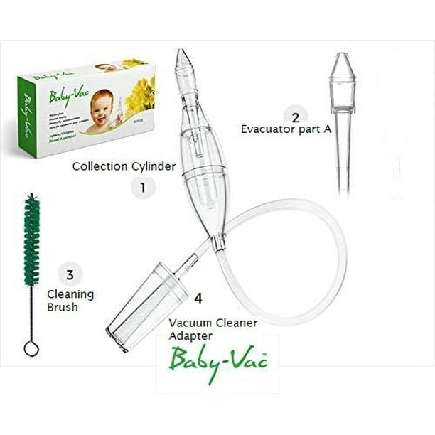  BABY-VAC Clinically Tested Baby Nasal Aspirator -  Vacuum-Powered Nose Sucker with Suction Head & Cleaning Brush for Safe and  Gentle Relief : Baby