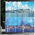 thumbnail image 4 of Ambesonne City Scenery Shower Curtain, Hong Kong, 69"Wx84"L, Deep Sky Blue, 4 of 5