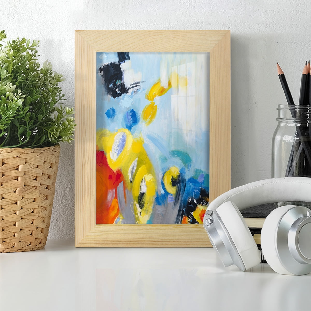 In the Loop III -Framed Print w/glass-Natural Wood