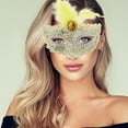 thumbnail image 5 of Unique Bargains 1 Pc Dragon Pattern Feather Half Face Party Mask for Masquerade Party Yellow, 5 of 5