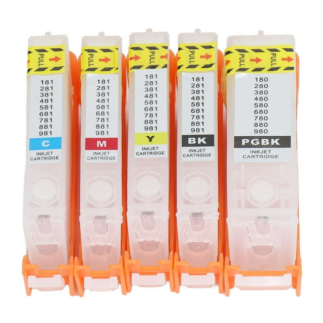 5 cartuchos de tinta PGBK BK CMY de funcionamiento suave, reutilizables, con chip permanente 280 281