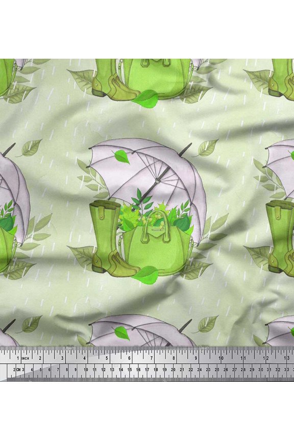Rayon Fabric Umbrella,Boots & Handbag Women Decor Fabric Printed Yard 42 Inch Wide