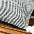 thumbnail image 6 of TOWN & COUNTRY TERRA Alara Ribbed Texture Handcrafted Indoor Outdoor Decorative Pillow, 100% Recycled Materials, UV Fade Resistant, Water Repellent, Black/Ivory, 20"x20", 6 of 9