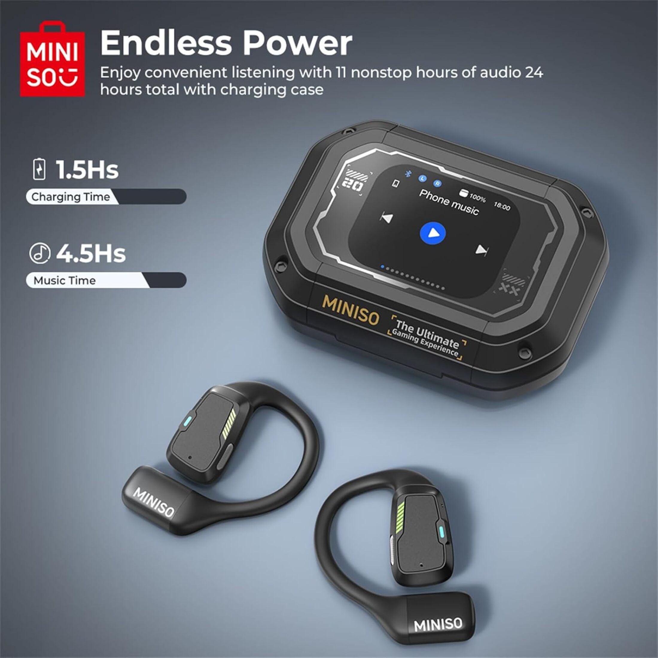 MINISO M98 Translation Earbuds with LED Display Screen AI Translation Headphones Bluetooth Earphones Wireless Translator Earbuds for Running