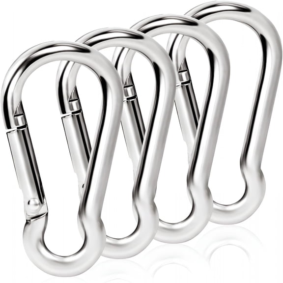 ZHZFKQ Flag Pole Ring Carabiner Clips,4 Pcs 304 Stainless Steel Keyring Keychain Clip Small Spring Snap Hooks,Replacement Flagpole Clip Hardware Accessories for Grommeted Flags