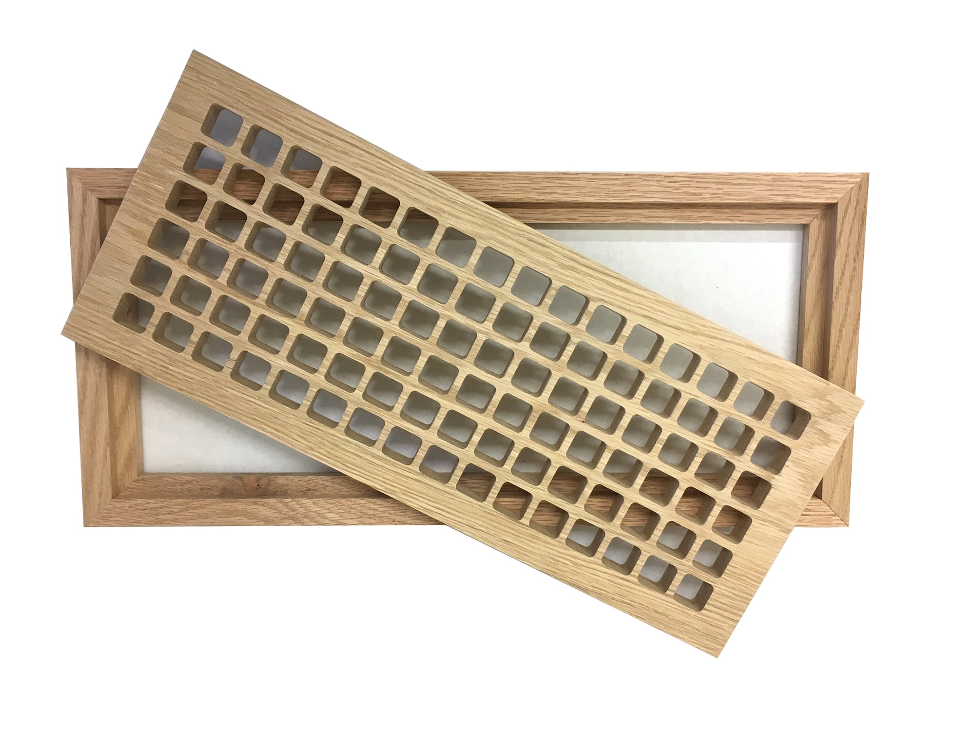 6 Inch x 18 Inch White Oak Hardwood Vent Floor Register Flush Mount, Eggcrate Style, Unfinished