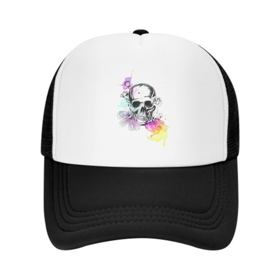 Skull Unisex Trucker Hats for Men Women Adjustable Casual Baseball Caps for Outdoor Activities Dad Cap