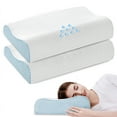 thumbnail image 1 of Cervical Memory Foam Pillow Set of 2 for Neck and Shoulder Pain Relief, Orthopedic Contour Bed Pillow for Side, Back, Stomach Sleepers, Removable and Washable Cover, Blue, 1 of 8