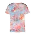 thumbnail image 5 of Hauts d'Été pour Femmes Grande Taille Femmes Été Blouse Imprimée T-Shirts Décontractés Col en V Manches Courtes T-Shirts Hauts Col en V T-Shirt Femmes en Liquidation, 5 of 5
