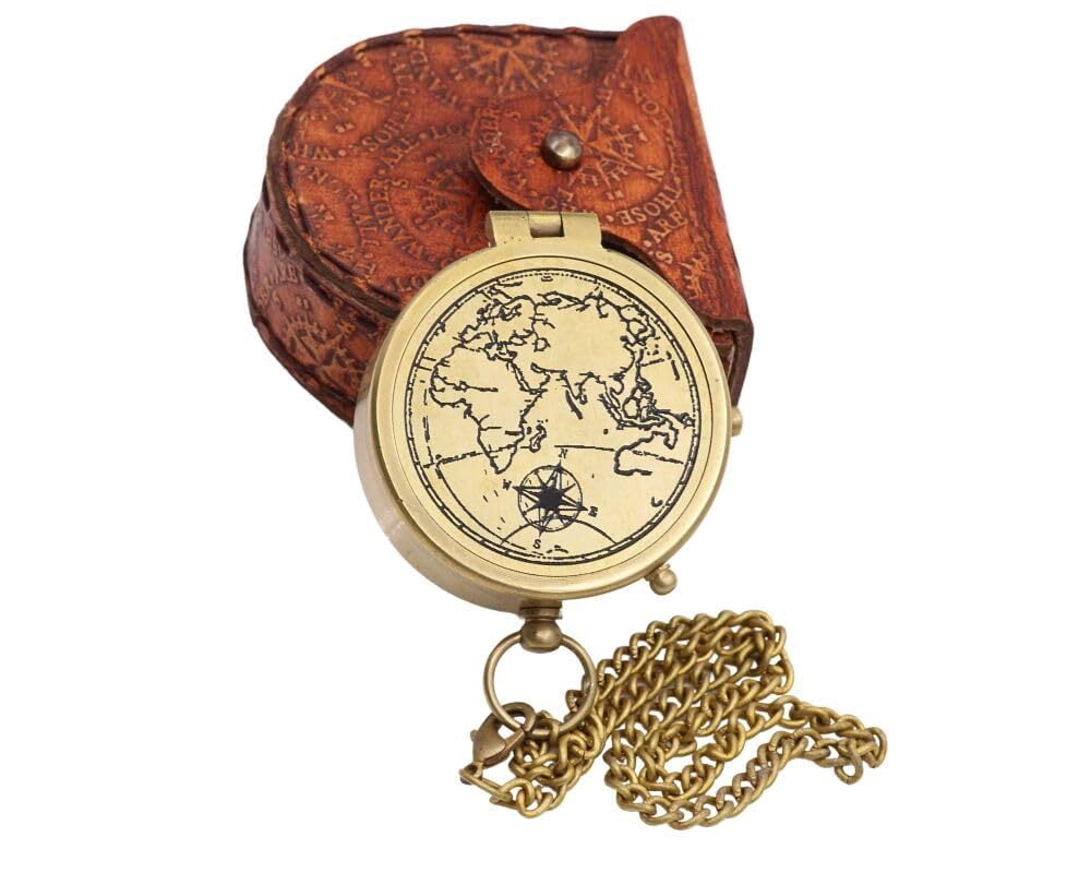 Antique Nautical Vintage Directional Magnetic Compass With Famous Scripture Quotes