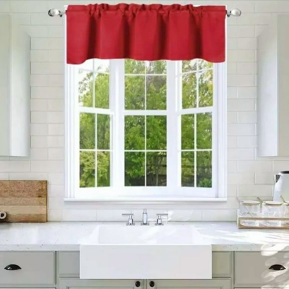 1 Pc Blackout thermal valance for short window curtain rod pocket for kitchen/bathroom/restaurant/school 54" x 18" inch