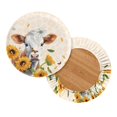 thumbnail image 2 of ZIATUBLE Sunflower Cow Round Stool Dust Covers Cow Print Stool Seat Cover Protector for Upholstered Furniture Size L Non Slip Stool Seat Replacement Cover 2 Pcs Home Stool Covers, 2 of 6