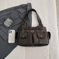 thumbnail image 4 of Bolso Hombro para Mujeres Múltiples Bolsillo PU Cuero Gran Capacidad Sólida Vagabundo Viajar Por, 4 of 9