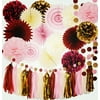 Fall Bridal Shower Decorations Qian's Party Maroon Party Decorations Burgundy Pink Gold Fall Birthday Decorations Tissue Paper Pom Pom Autumn Burgundy Wedding/Bachelorette Party Decorations