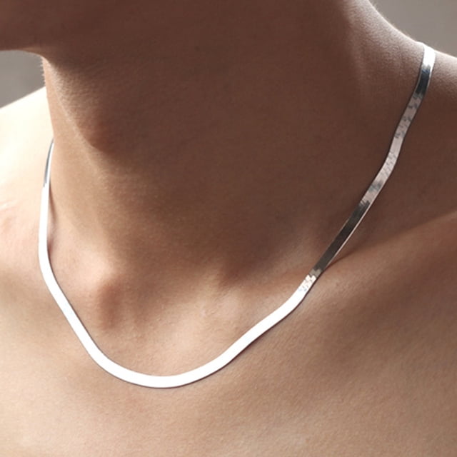 Collar de plata de ley 925 con cadena de serpiente de 4 mm para hombre y amp; Cadena de hoja de joyería de plata esterlina para pareja de mujeres Tan Jianjun unisex
