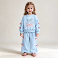 thumbnail image 5 of Curenmufel Playwear Girls Tracksuit Long Sleeve Crewneck Top and Long Pants 3T 4T (Light Blue,3-4 Years), 5 of 5