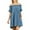 Blue, variant on Jinhomg Womens Denim Dresses Trendy Ruffle Trim Off Shoulder Dress Plus Size Casual Flare Sleeve Jean Dresses 2025 Summer Midi Dress with Pockets Blue XXL