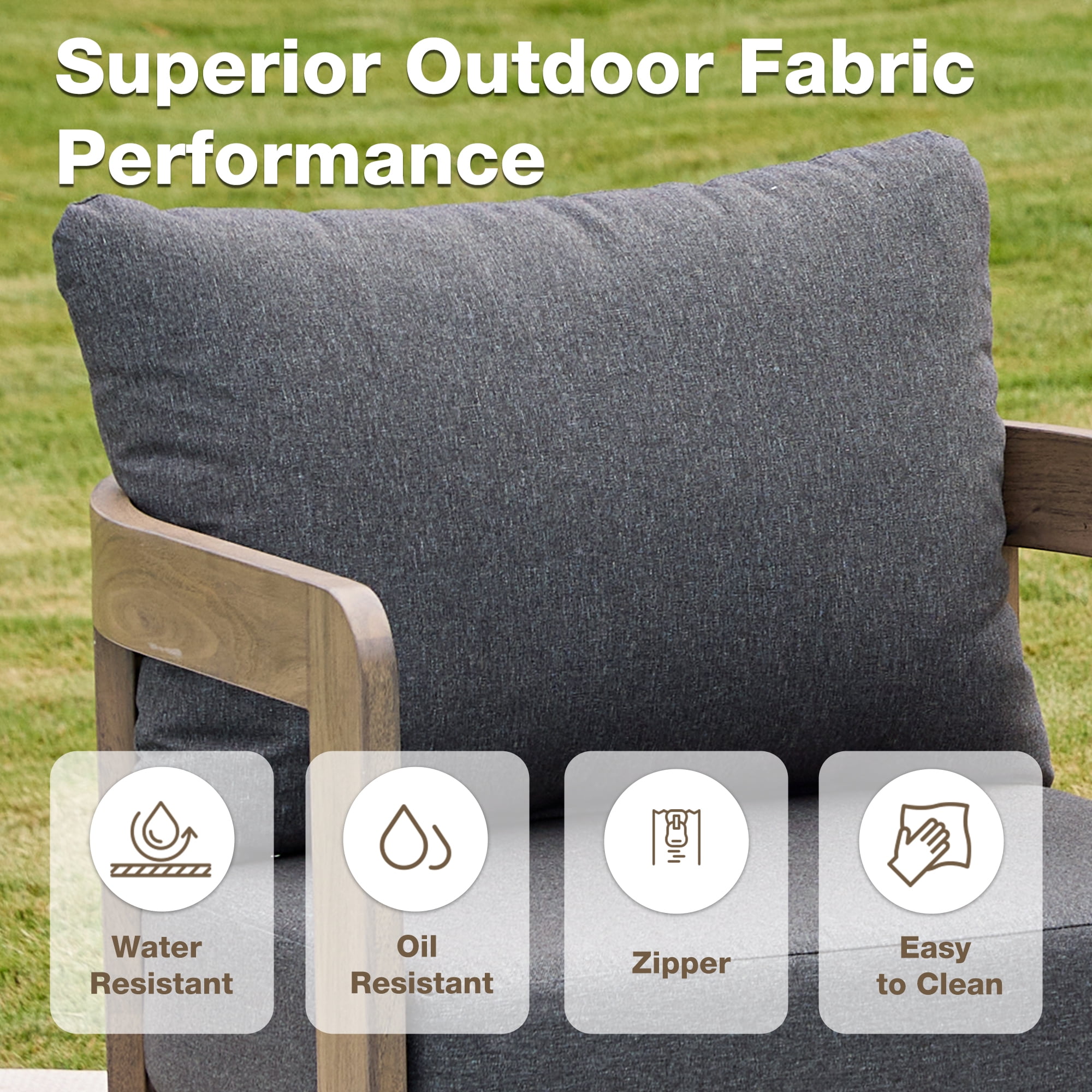 COMLAX FIELD Outdoor Furniture Set, 5-Piece Metal Patio Conversation Set with 6" Thick Cushions, Outdoor Chairs and Table Set