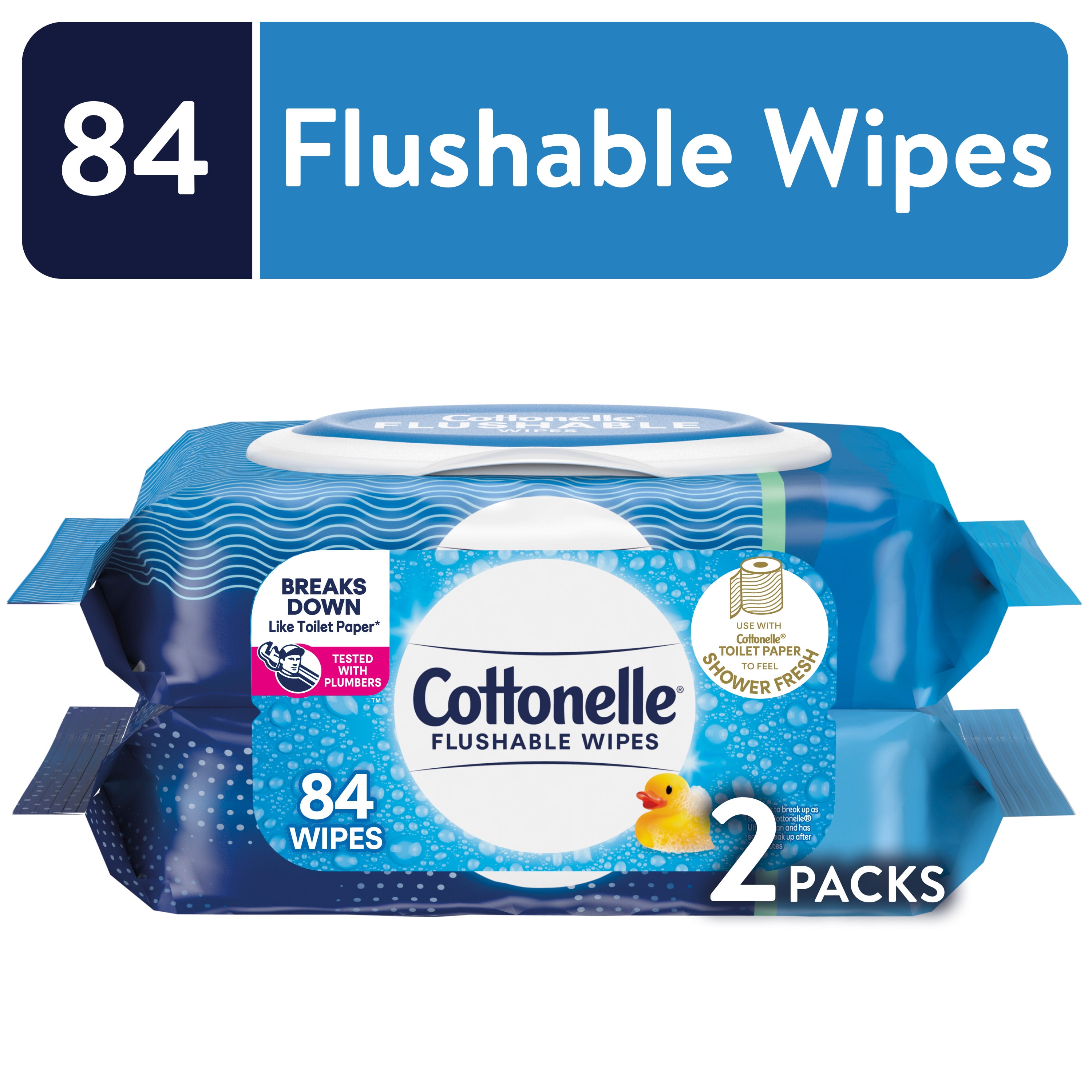 Twin Pack 80 ea Pack of 4 Charmin Flushable Wipes Refill 