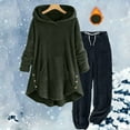 thumbnail image 2 of Kaemgyyd Women's Fuzzy Fleece Sets Sherpa Lined Long Sweatshirt Warm Hooded Pullover Plush Pants Set 2 Piece Outfit Winter Sleepwear, 2 of 6