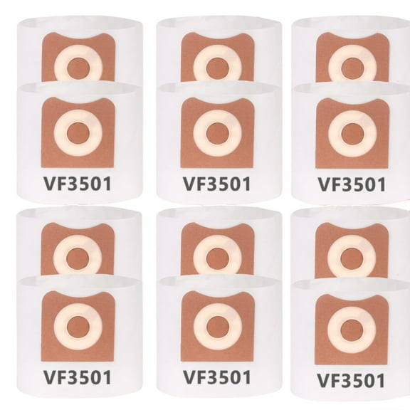 12 Pack, VF3501 Filter Bags, Compatible with Ridgid Shop Vac & Workshop 3-4.5 Gallon, Fine Dust Bags, Replacement Part# RIDGID VF3501 / WORKSHOP WS32045F