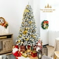 thumbnail image 2 of Topbuy 7.5'Hinged Artificial Christmas Tree Unlit w/ Metal Stand Premium Snow Flocked, 2 of 10