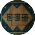 thumbnail image 1 of Ahgly Company Indoor Round Persian Turquoise Blue Traditional Area Rugs, 4' Round, 1 of 4