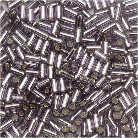 Turquoise Tube Beads - Toho Bugle Tube Beads Size #1 / 2x3mm Silver Lined Tanzanite 8 Grams