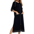thumbnail image 3 of HLSOHJP Women's Long House Coat Full Zipper Robes Housecoat with Pockets Bath Robes Lightweight, 3 of 4
