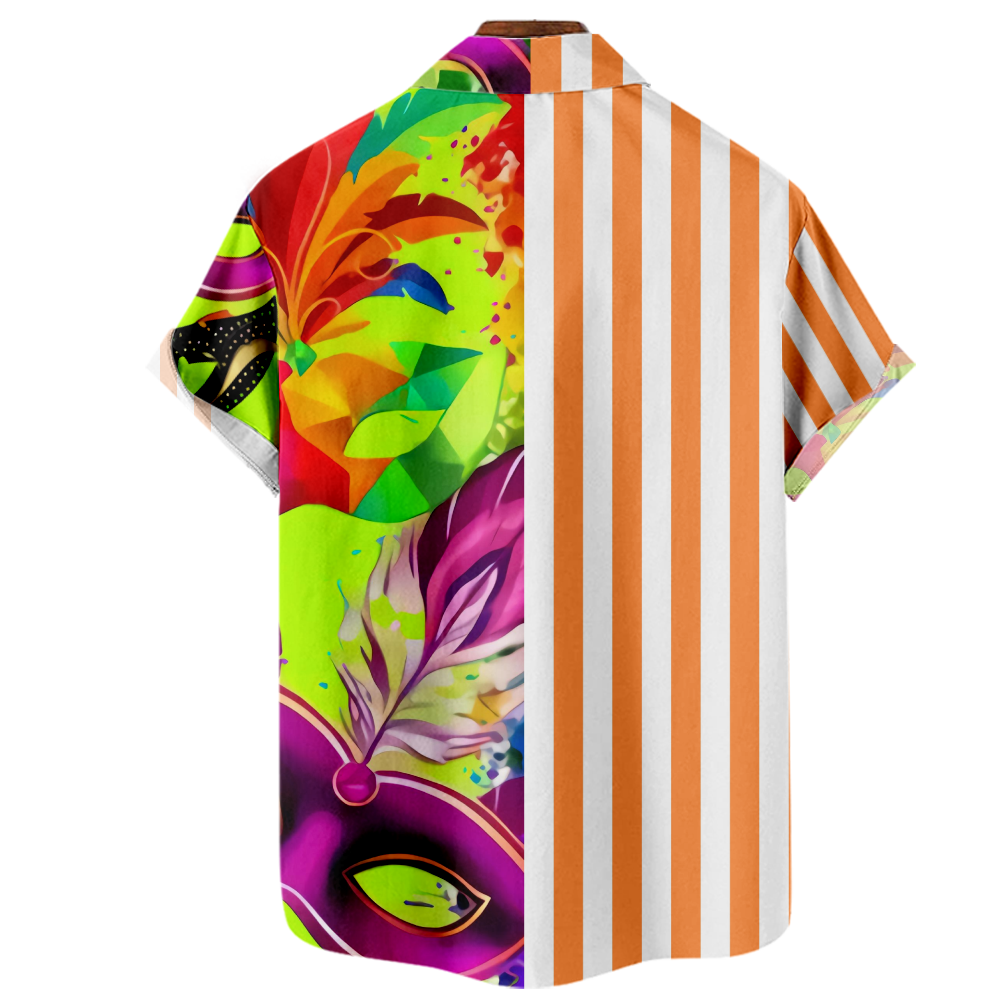 Men's Vintage Bowling Shirt Short Sleeve Summer Beach Shirt Classic  Carnival Printing Masquerade ball, Party Bowling Shirts, Size  100-170/XXS-8XL for