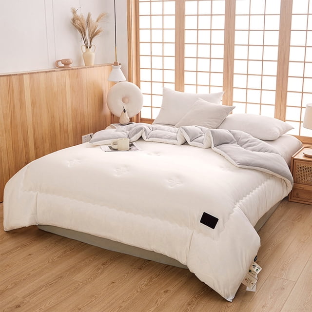 Soybean Fiber Comforter Lightweight 59x79in All Season Duvet Insert Machine Washable Bedding for Summer Spring Gray
