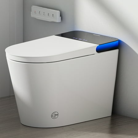 ADA Comfort Height Smart Bidet Toilet with Auto Open/Flush, Auto Temp Adjust/Foam Shield, 1.06 GPF, Remote Control
