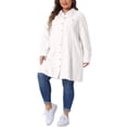 thumbnail image 2 of Chaqueta de mezclilla de manga larga para mujer de tallas grandes Agnes Orinda, longitud maxi, 2X, blanca, 2 of 6