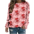 thumbnail image 2 of Jacenvly Womens Tops Long Sleeve Plus Size Clearance Round Neck Blouse Fashion Long Sleeve Shirt Skin-Friendly Contrast Color Valentine'S Day Printed Casual Tunic Tops Multicolor, 2 of 5
