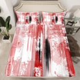 thumbnail image 2 of Homewish Abstract Ombre Adult Queen Sheet Sets, White Red Artwork Flat Sheet, Minimalism Mid Century Queen Fitted Sheet, Ultra Soft Bedroom Decor, 4-Piece, 2 of 7