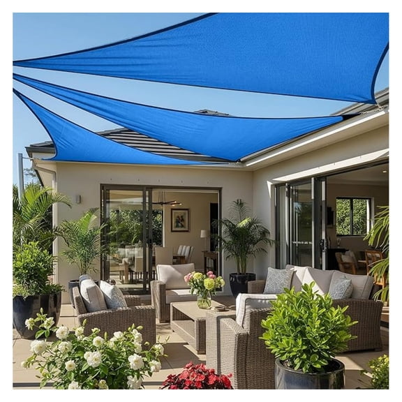 Sun Shade Sail 18'x18'x18' Triangle for Patio Outdoor, Blue