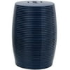 Oriental Furniture 1 8" Dark Blue Ribbed Porcelain Garden Stool