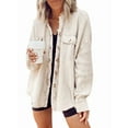 thumbnail image 1 of Women'S Loose Fit Batwing Sleeve Waffle Knit Button Down Shirt Shacket Tops Apricot Color L, 1 of 8