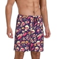 thumbnail image 2 of Wukai music Skull record Guitar Men’s Short Pajama Pants With Pockets Soft Sleep Pj Shorts for Men-Small, 2 of 6