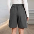 thumbnail image 5 of SwiftWear Women's Summer Casual Dressy Pleated Shorts with Elastic Waistband & Button Front High Waisted Knee Length Shorts for Daily Office, 5 of 7
