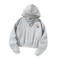thumbnail image 3 of Sudadera con capucha recortada, estampado de colores ligero, gris de moda para mujer SG, 3 of 8